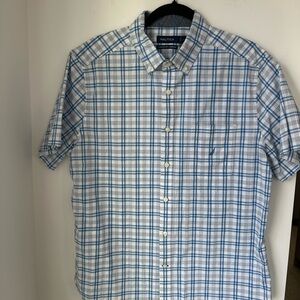 Nautica Men's Blue Plaid Shirt Large